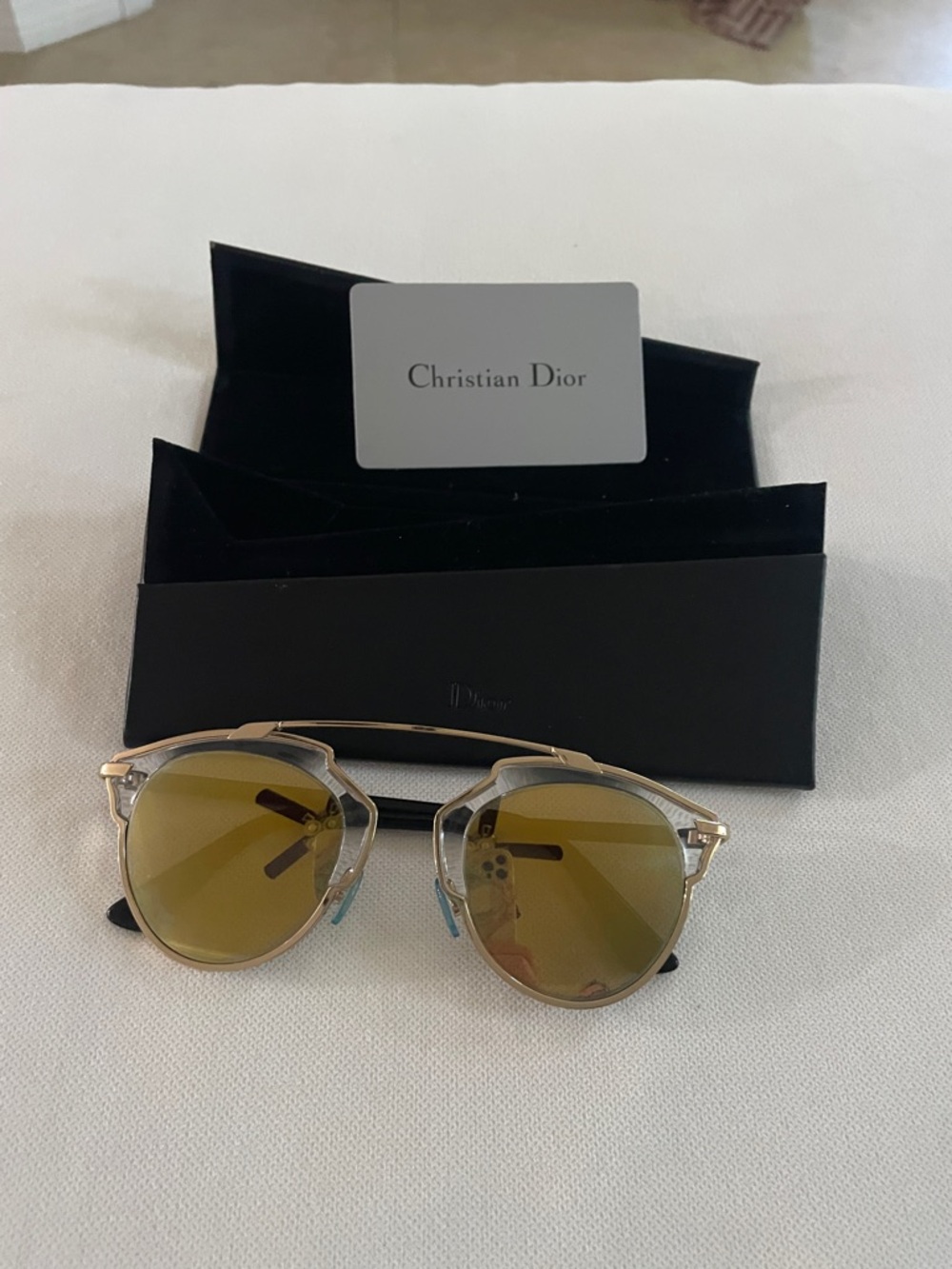 Christian Dior So Real authentic Gold Frame Sunglasses with Yellow Lenses
